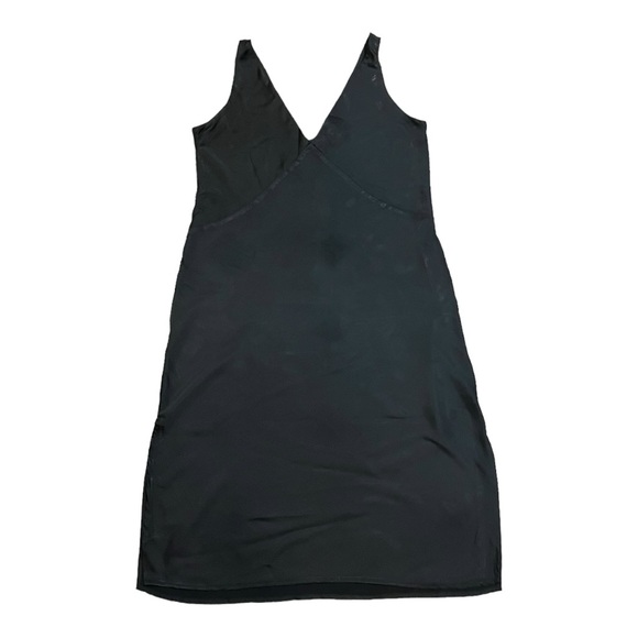 Satin Black Triangle Deep V Neck Slip Cocktail Dress Women’s Size M - Picture 7 of 11